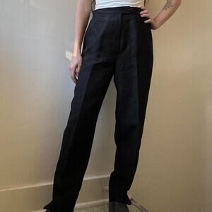 Vintage Herman Geist Black Linen Trousers 4 Petite Preppy